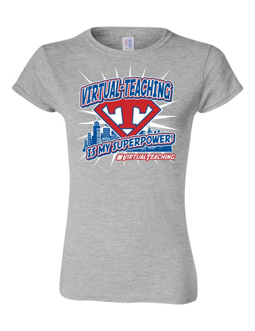 Virtual Teaching is my Superpower! - City Scape - Softstyle® Women’s T-Shirt