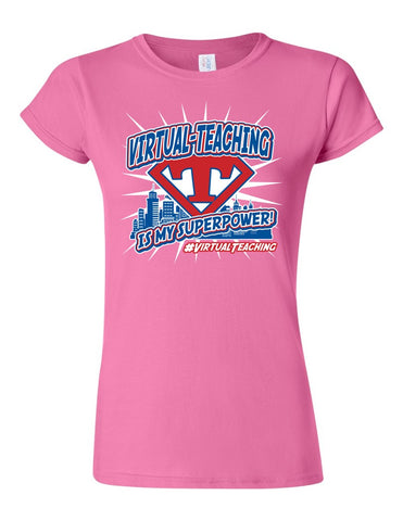 Virtual Teaching is my Superpower! - City Scape - Softstyle® Women’s T-Shirt